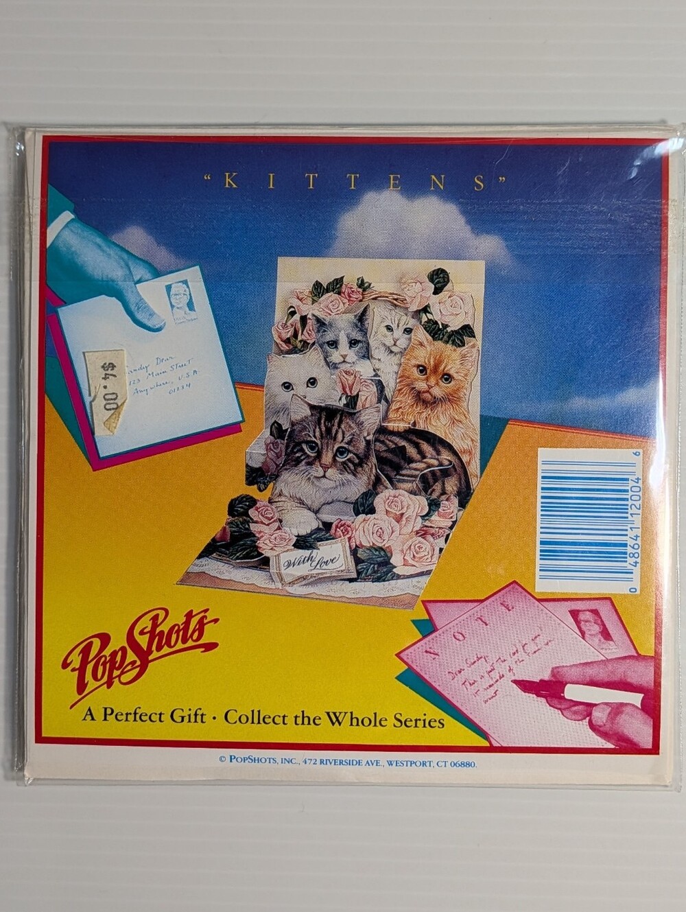 3D Kittens Greeting Card Die Cut Stand Up Roses Cat Decor Vintage Pop Shots - Picture 5 of 10